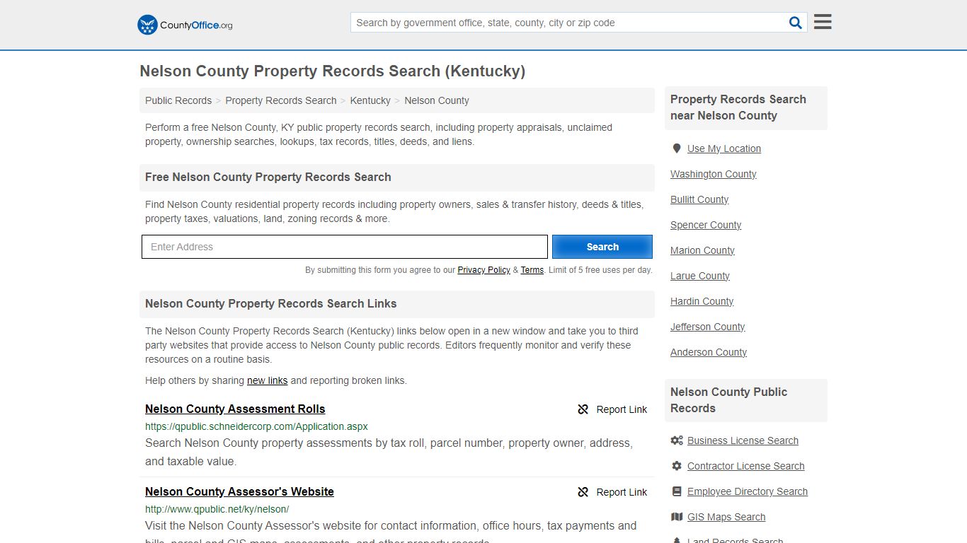 Nelson County Property Records Search (Kentucky) - County Office