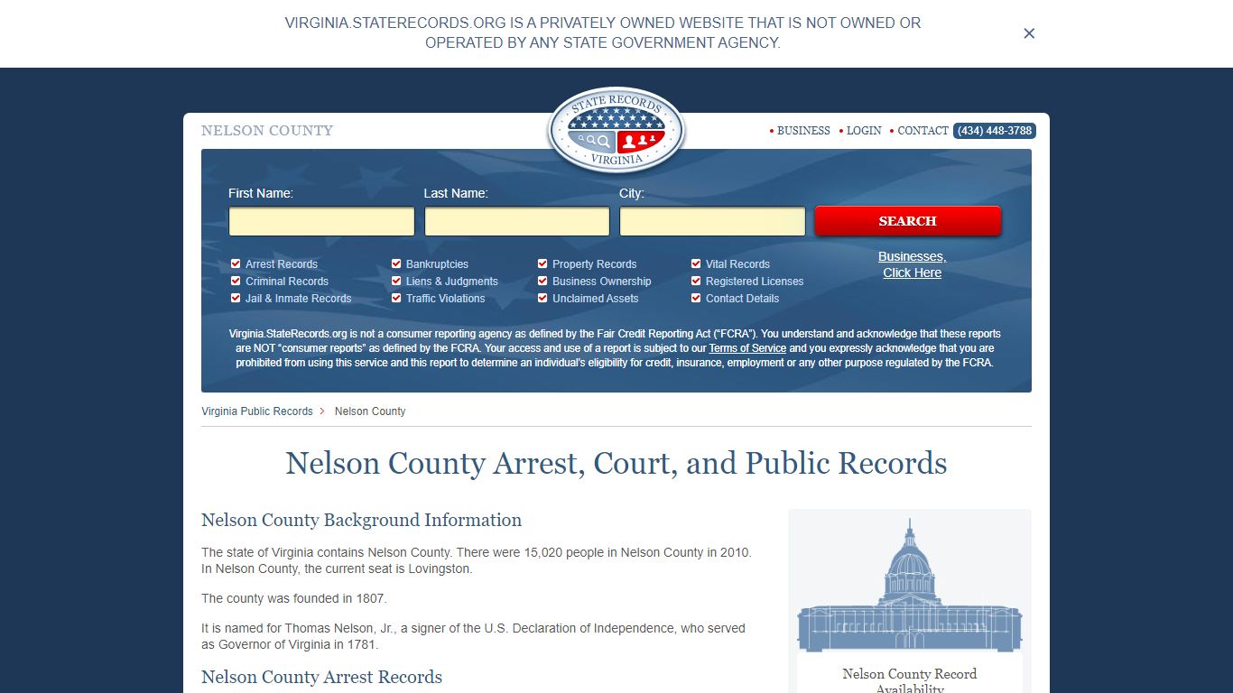 Nelson County Arrest, Court, and Public Records